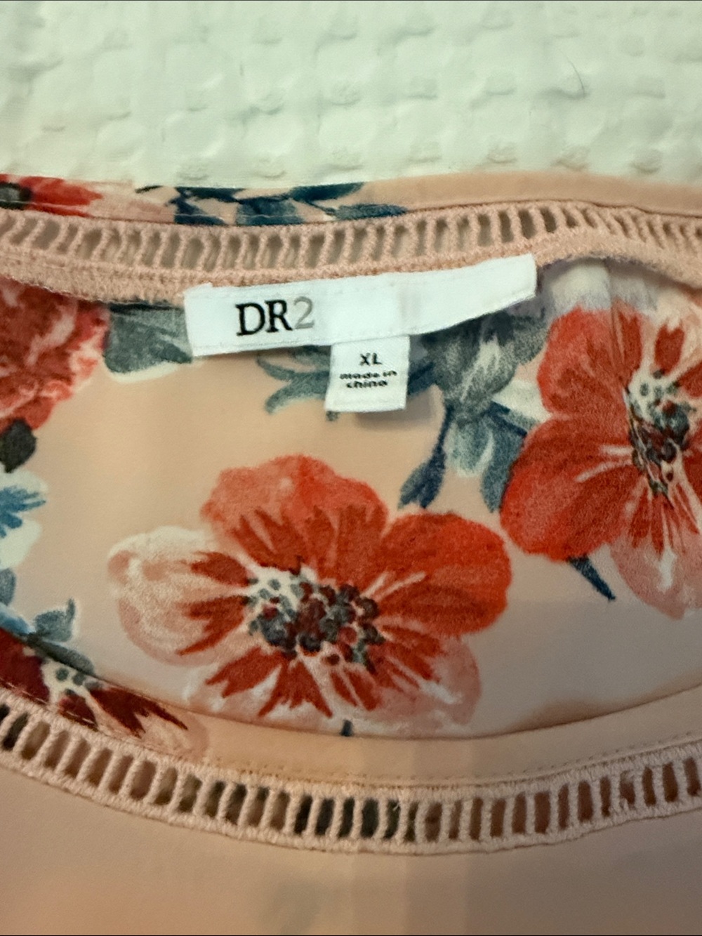 DR2 Peach Floral Chemise with Red and Blue Accents